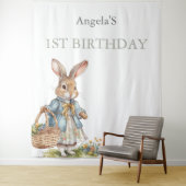 Little Bunny Greenety Meisje Eerste Verjaardagsfee Wandkleed (In situ)