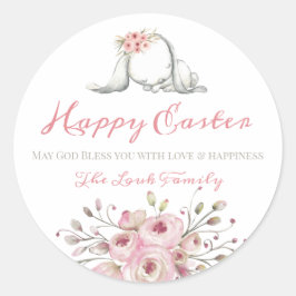 Little Bunny Happy Easter Ronde Sticker