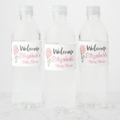 Little Bunny Holding een ballonBaby shower Waterfles Etiket (Flessen)