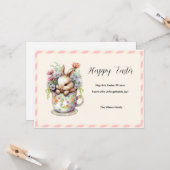 Little Bunny in a Floral Teacup Kaart (Voorkant / Achterkant in situ)