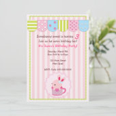 Little Bunny in Cup Girl Birthday Party Kaart (Staand voorkant)