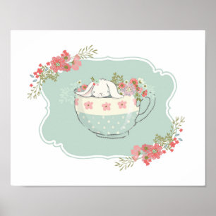 Little Bunny in een Teacup Nursery Art Poster