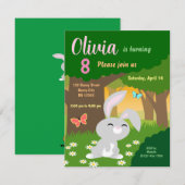 Little Bunny in the Bossen Birthday Invitation Kaart (Voorkant / Achterkant)