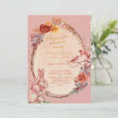 Little Bunny Meisje Woodland Baby shower Kaart (Staand voorkant)