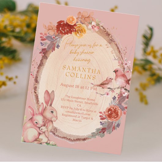 Little Bunny Meisje Woodland Baby shower Kaart