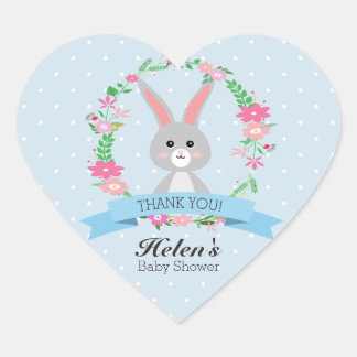 Little Bunny met bloemenkrans Baby shower Hart Hart Sticker