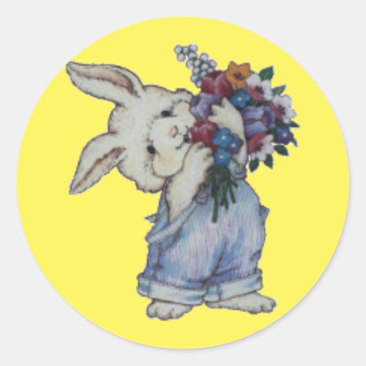 Little Bunny met Flowers Sticker (Voorkant)