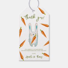 Little Bunny met wortelen - baby shower bedankt Cadeaulabel