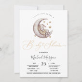 Little Bunny Moon Stars Zigzag Baby shower Kaart (Voorkant)