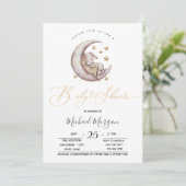 Little Bunny Moon Stars Zigzag Baby shower Kaart (Staand voorkant)