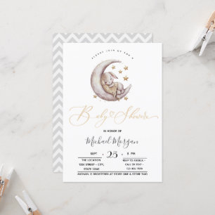 Little Bunny Moon Stars Zigzag Baby shower Kaart