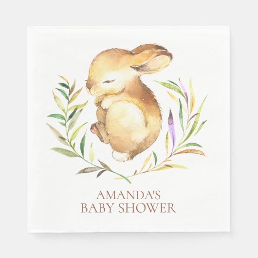 Little Bunny Neutral Baby shower Paper Napkins Servet (Voorkant)