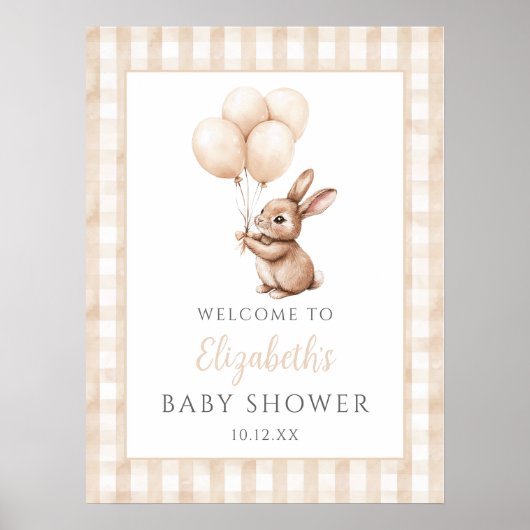 Little Bunny Neutral Baby shower Welkomstbord Poster (Voorkant)