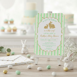 Little Bunny Neutral Easter Baby shower Invitation Kaart