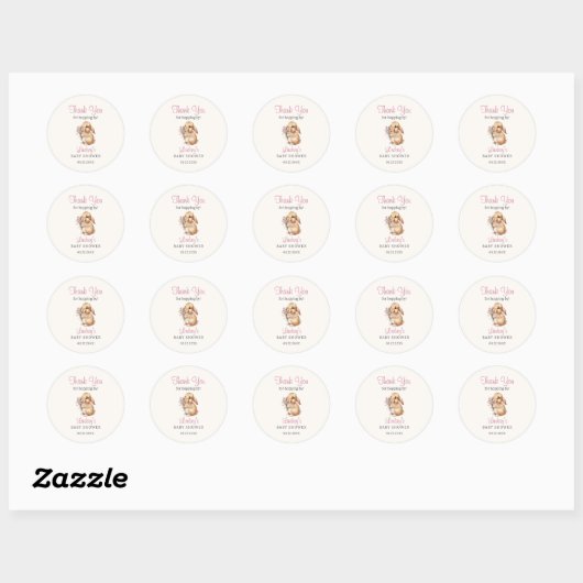Little Bunny Pastel Floral Bedankt Ronde Sticker (Vel)