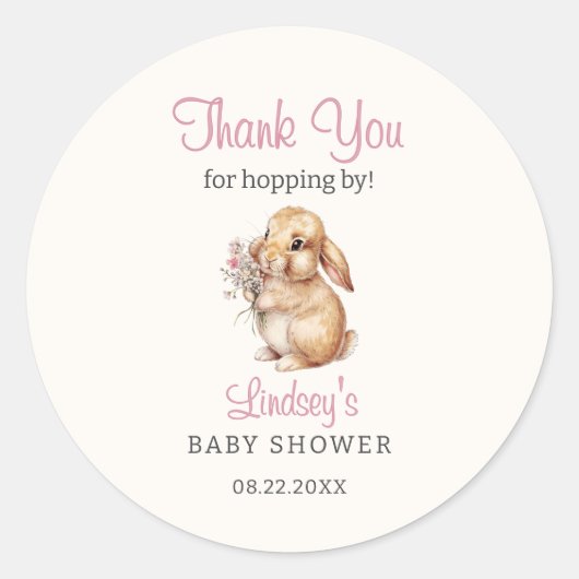 Little Bunny Pastel Floral Bedankt Ronde Sticker (Voorkant)