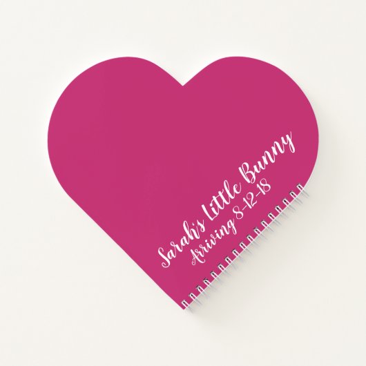 Little Bunny Personalized New Baby Shower Pink Ear Notitieboek (Achterkant)