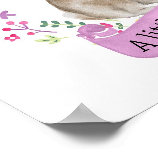Little Bunny Personalized Spring Baby shower Poster (Hoek)