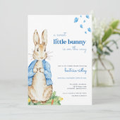 Little Bunny Peter Rabbit Baby shower Invitation Kaart (Staand voorkant)