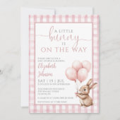 Little Bunny Pink Balloons Girl Baby shower Kaart (Voorkant)