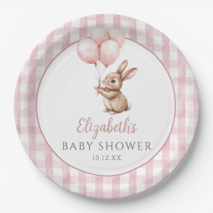 Little Bunny Pink Balloons Girl Baby shower Papieren Bordje