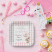 Little Bunny Pink Balloons Girl Baby shower Papieren Bordje (Feest)