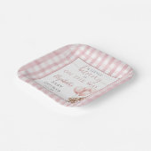 Little Bunny Pink Balloons Girl Baby shower Papieren Bordje (Gebogen)