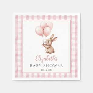 Little Bunny Pink Balloons Girl Baby shower Servet
