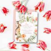 Little Bunny Pink Bloemen Meisje 1e verjaardag Kaart