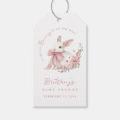 Little Bunny Pink Bow Baby Shower Cadeaulabel (Voorkant)