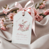 Little Bunny Pink Bow Baby Shower Cadeaulabel
