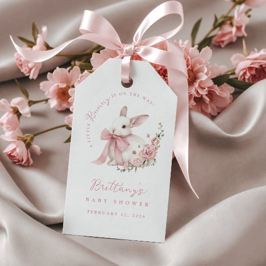 Little Bunny Pink Bow Baby Shower Cadeaulabel