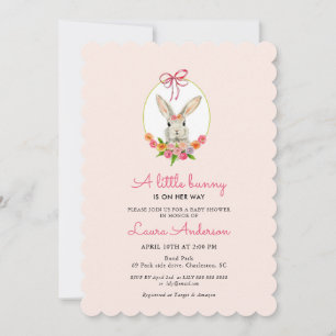 Little Bunny Pink Girl Baby shower Kaart