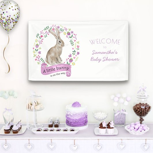 Little Bunny Rabbit en  Flowers Baby shower Spandoek