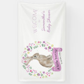 Little Bunny Rabbit en  Flowers Baby shower Spandoek (Verticaal)
