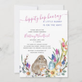 Little Bunny Rabbit en Spring Flower Baby shower Kaart (Voorkant)
