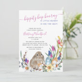 Little Bunny Rabbit en Spring Flower Baby shower Kaart (Staand voorkant)