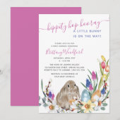 Little Bunny Rabbit en Spring Flower Baby shower Kaart (Voorkant / Achterkant)