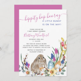 Little Bunny Rabbit en Spring Flower Baby shower Kaart