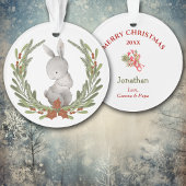 Little Bunny Rabbit Wreath Grandchild Ornament