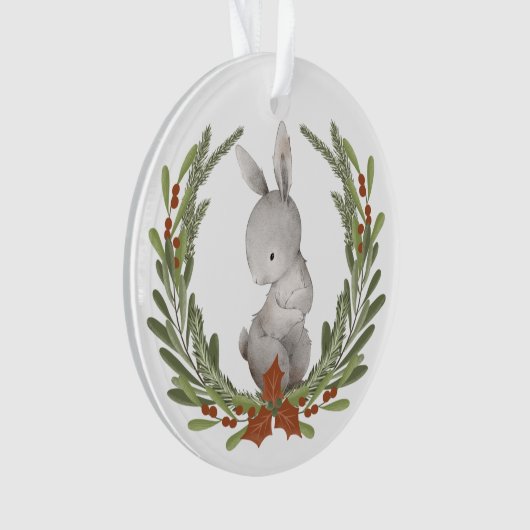 Little Bunny Rabbit Wreath Grandchild Ornament (voorkant)