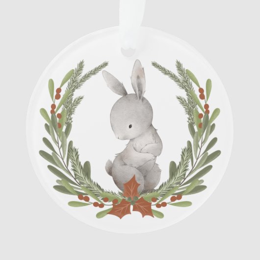 Little Bunny Rabbit Wreath Grandchild Ornament (voorkant)