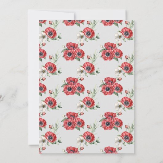 Little Bunny Red Anemone Virtual Baby shower Kaart (Achterkant)