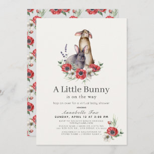 Little Bunny Red Anemone Virtual Baby shower Kaart