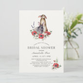 Little Bunny Red Anemone Virtual Vrijgezellenfeest Kaart (Staand voorkant)