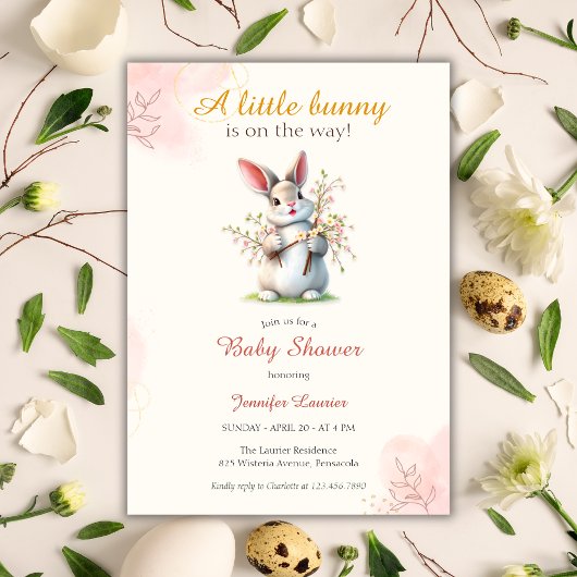 Little Bunny Schattige Floral Easter Baby shower Kaart