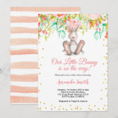Little Bunny Spring Baby shower Uitnodiging (Voorkant / Achterkant)