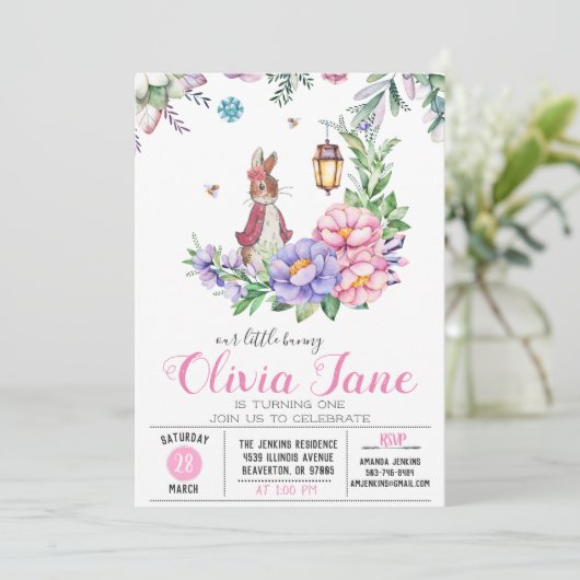 Little Bunny Spring Birthday Kaart (Staand voorkant)