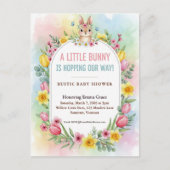 Little Bunny Spring Floral Baby Shower Briefkaart (Voorkant)
