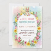 Little Bunny Spring Floral Baby Shower Kaart (Voorkant)